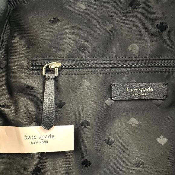 Kate Spade Dawn Paper Rose Medium Backpack Nylon Leather Trim in Black Floral - Picture 14 of 15